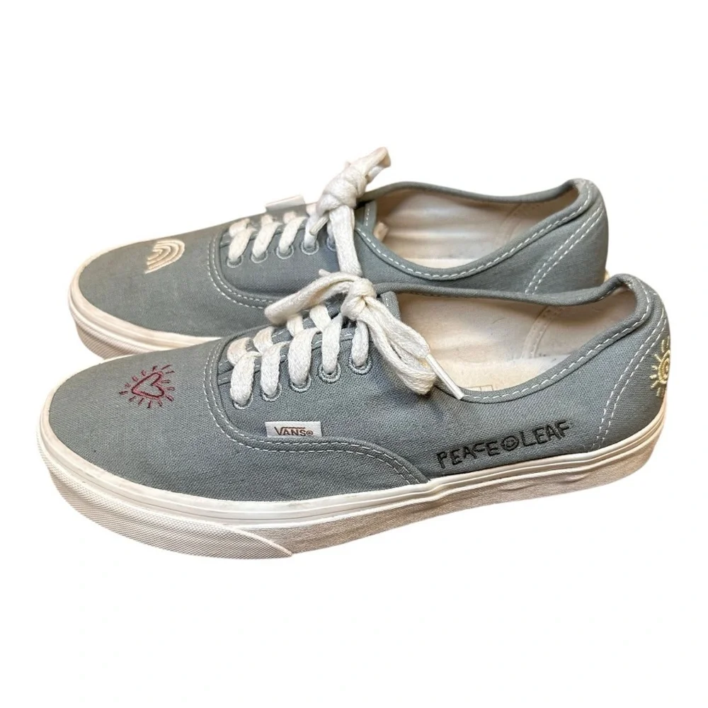 Vans‎ Authentic Peace Leaf Slate Blue Hemp Embroidered Sneakers Mens 7.5 Wmns 9